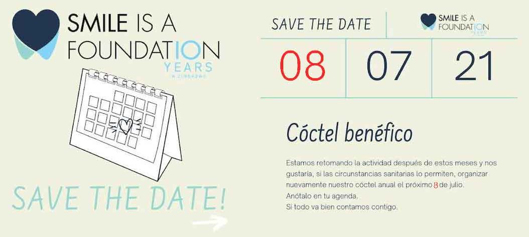 Save The Date: 8 de julio de 2021 cóctel benéfico de Smile is a Foundation